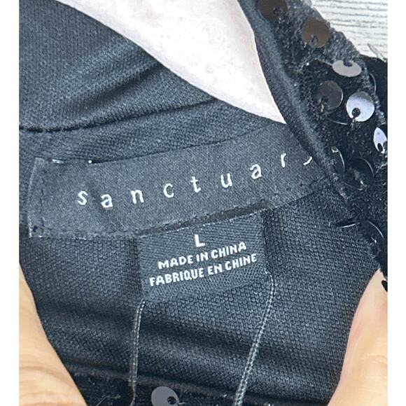 Sanctuary Women’s L All Nighter Black Sequin Mock Neck Zipper Lined Blouse NWT - Picture 5 of 8